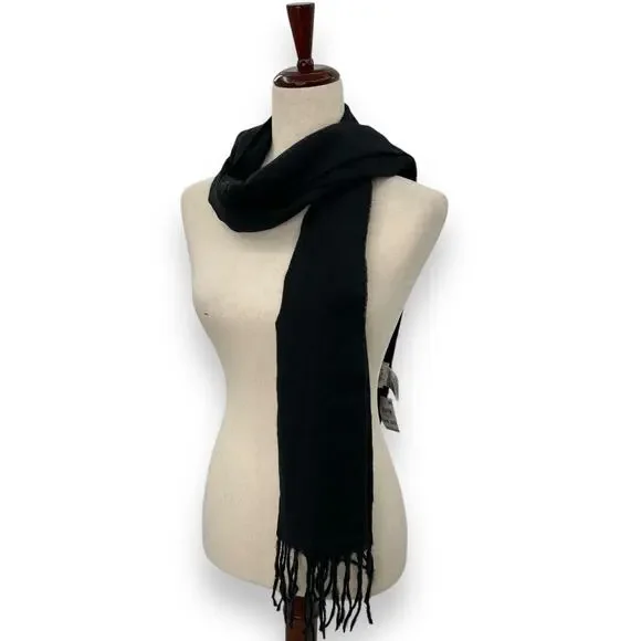 NEW Style & Co Black Fringe Trim Scarf Classic Quiet Luxury - Picture 8 of 12